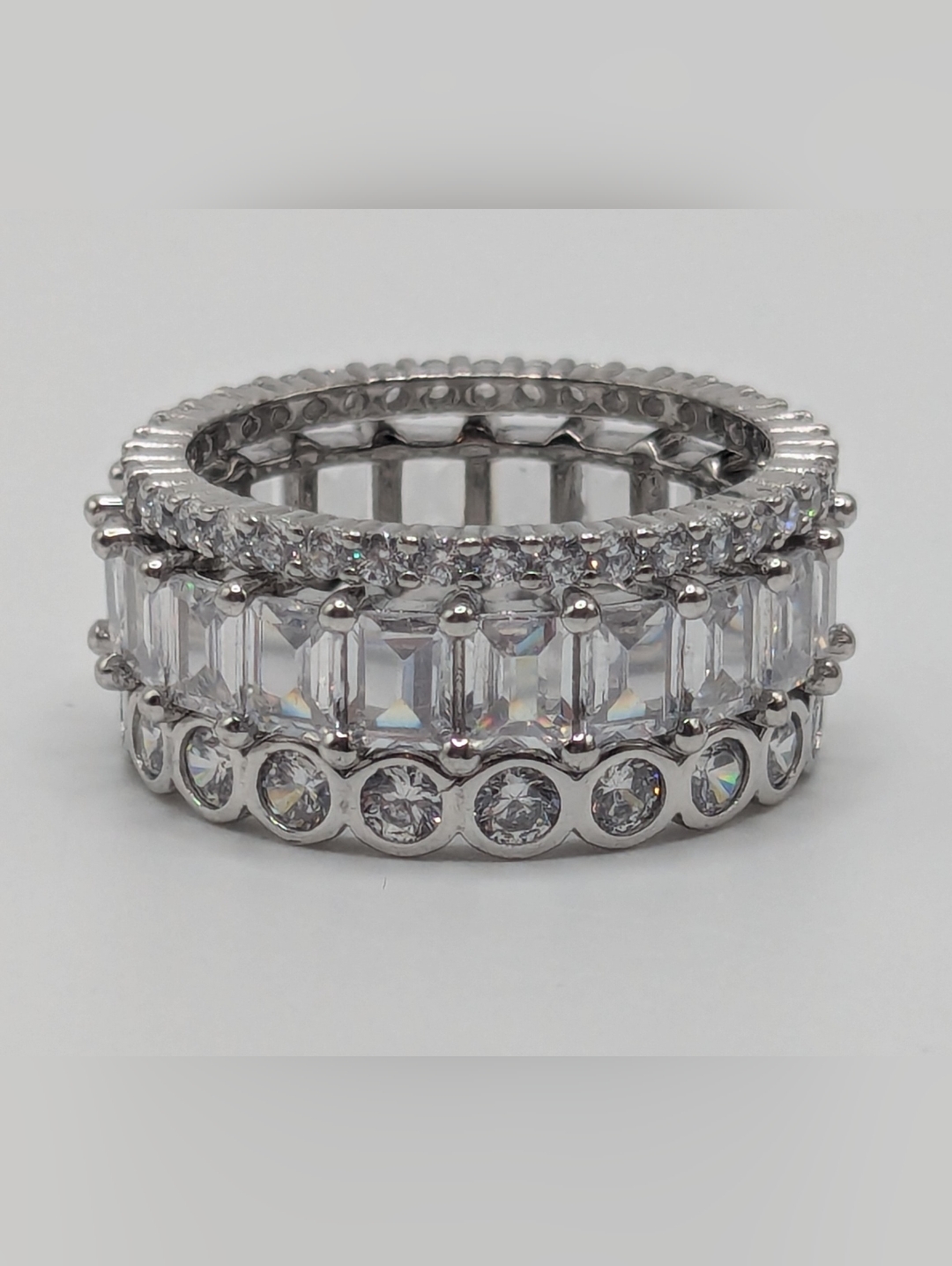 3 Eternity Rings, White Cubic Zirconia In Sterling Silver, Individual Or Stack